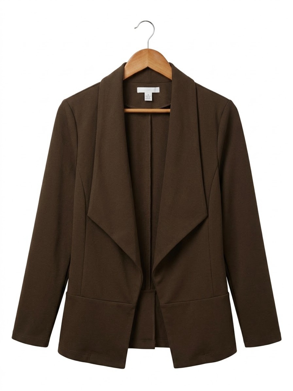 Women’s Open-Front Draped Blazer Jacket — Brown Medium